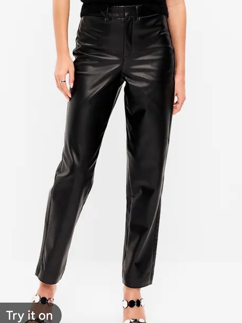 Old Navy Black Faux Leather OG Straight Pants